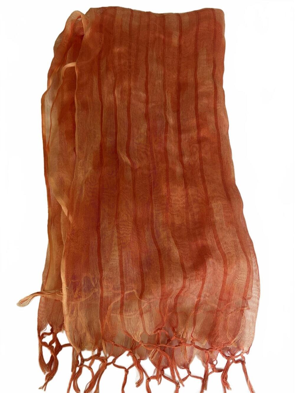 Sheer Orange Scarf Lightweight Bright Wrap Colorful Statement Layering